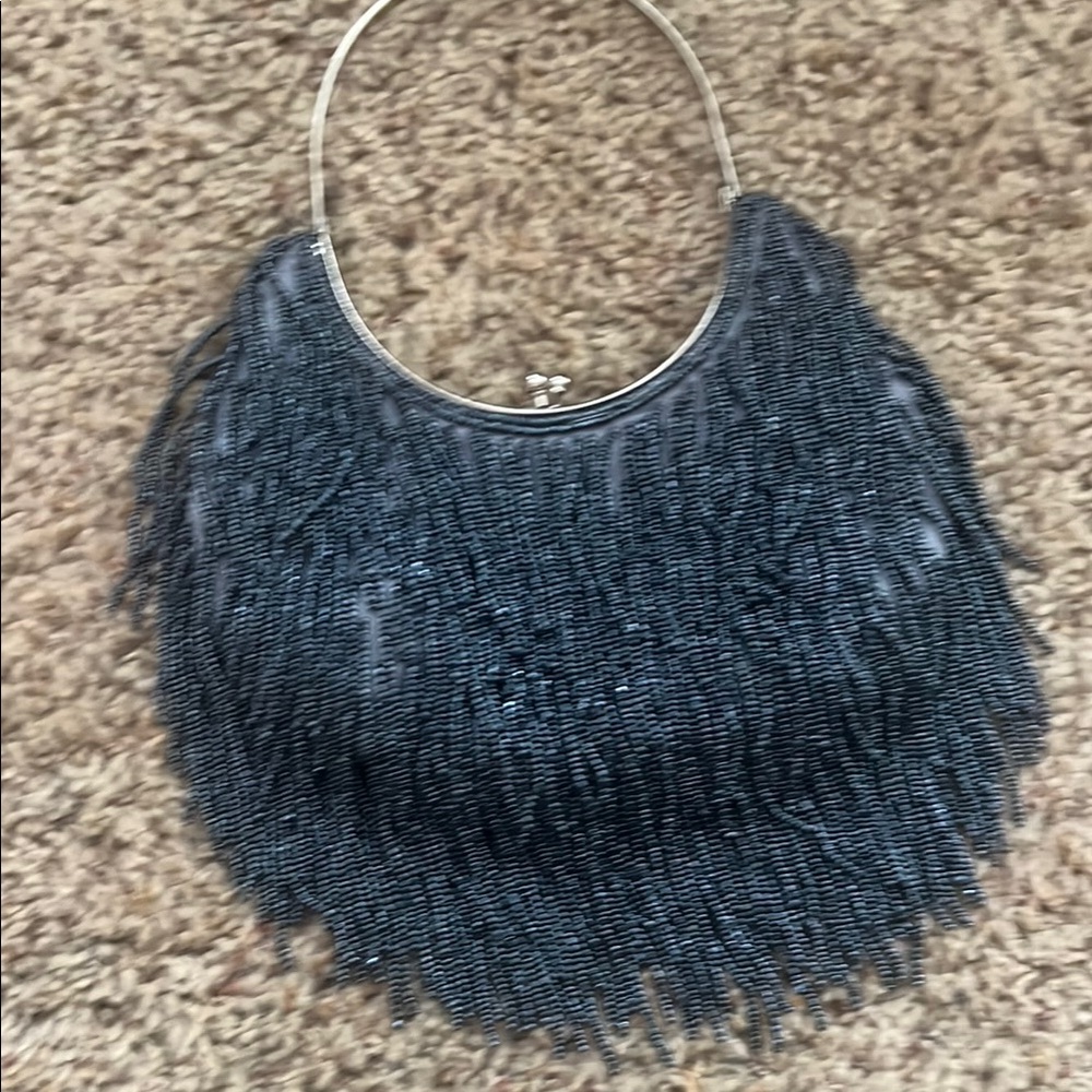 Fringe Beaded Statement Evening Bag - image 1
